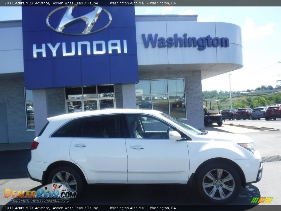 2011 Acura MDX Advance Aspen White Pearl / Taupe Photo #2