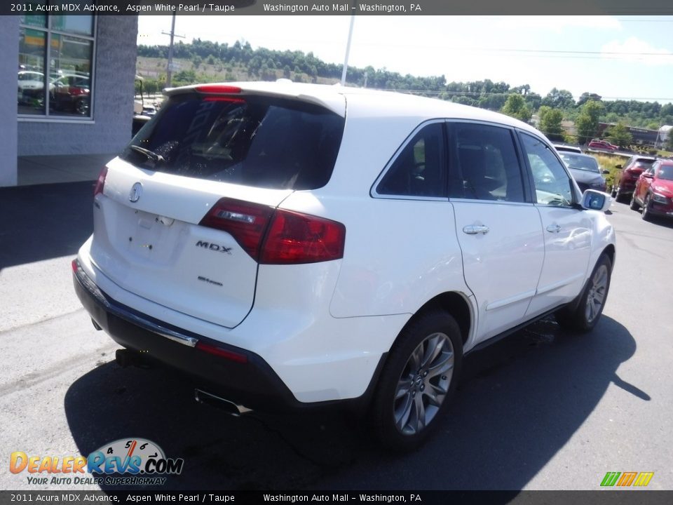 2011 Acura MDX Advance Aspen White Pearl / Taupe Photo #9