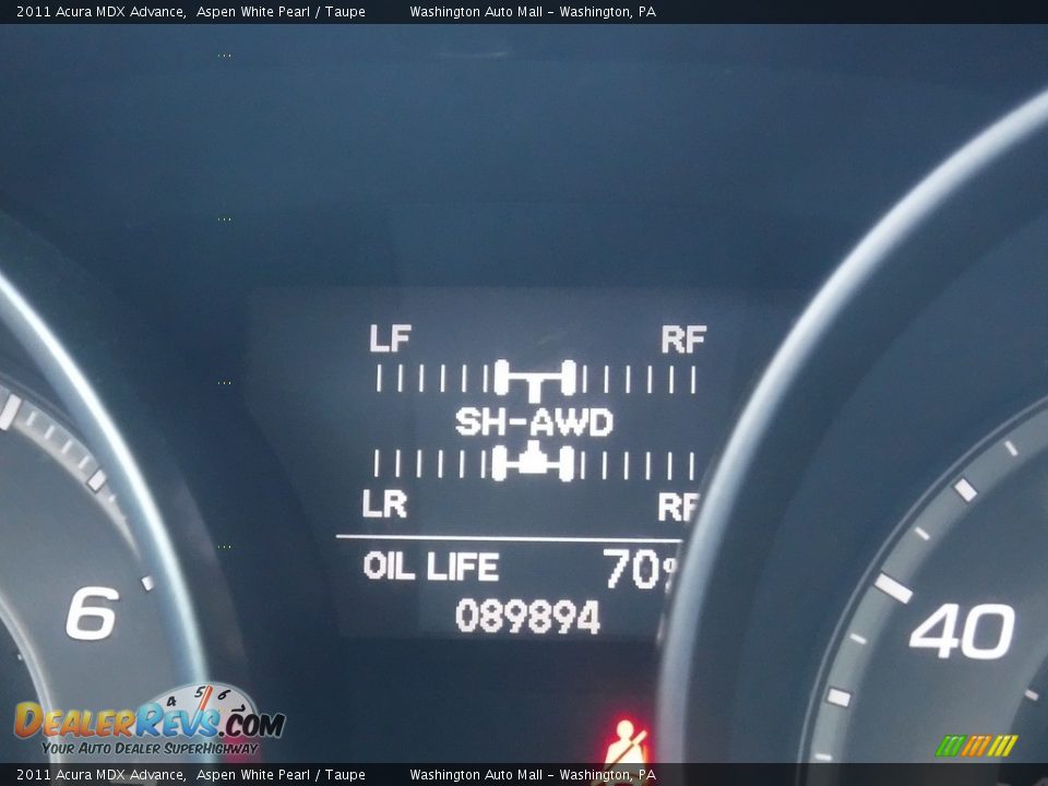 2011 Acura MDX Advance Aspen White Pearl / Taupe Photo #33
