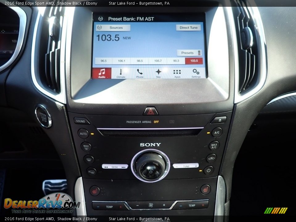 2016 Ford Edge Sport AWD Shadow Black / Ebony Photo #19