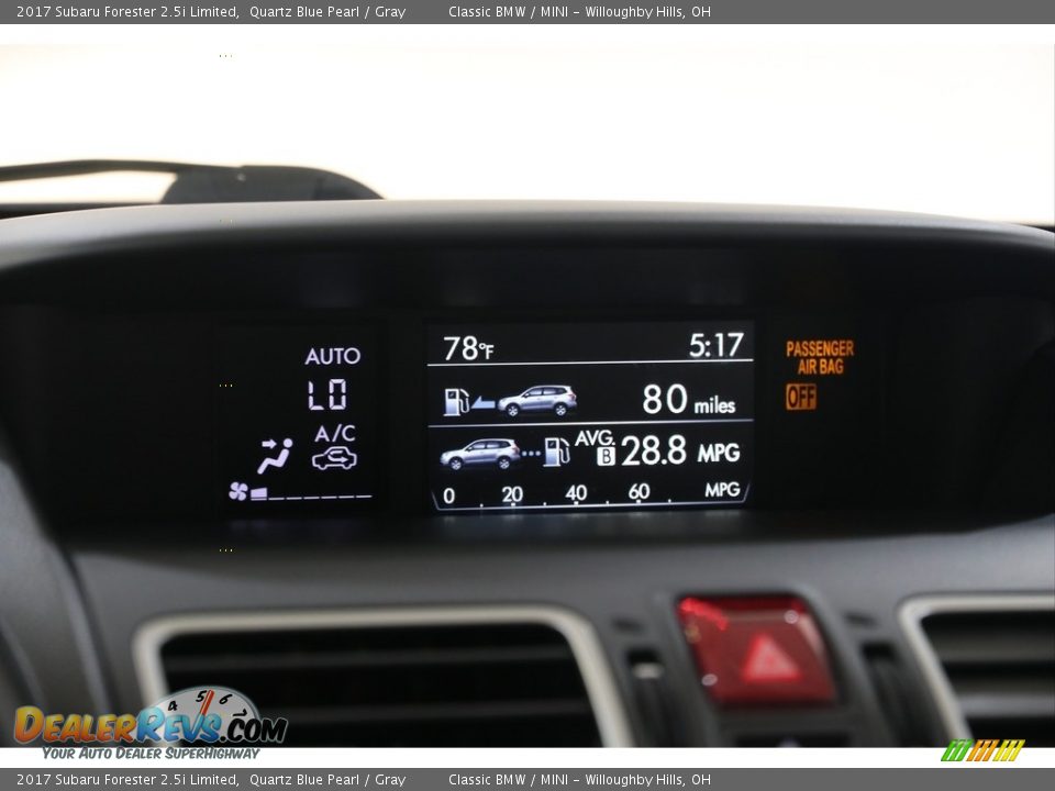 2017 Subaru Forester 2.5i Limited Quartz Blue Pearl / Gray Photo #10