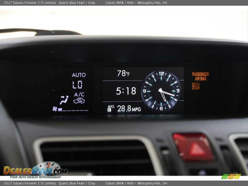 2017 Subaru Forester 2.5i Limited Quartz Blue Pearl / Gray Photo #11