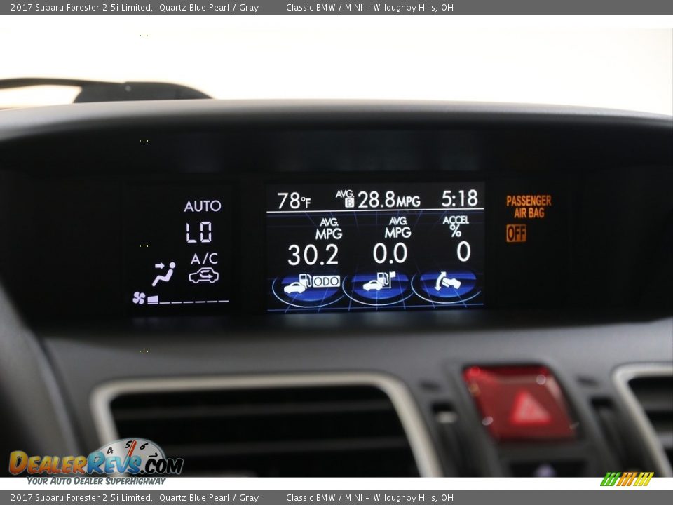2017 Subaru Forester 2.5i Limited Quartz Blue Pearl / Gray Photo #12