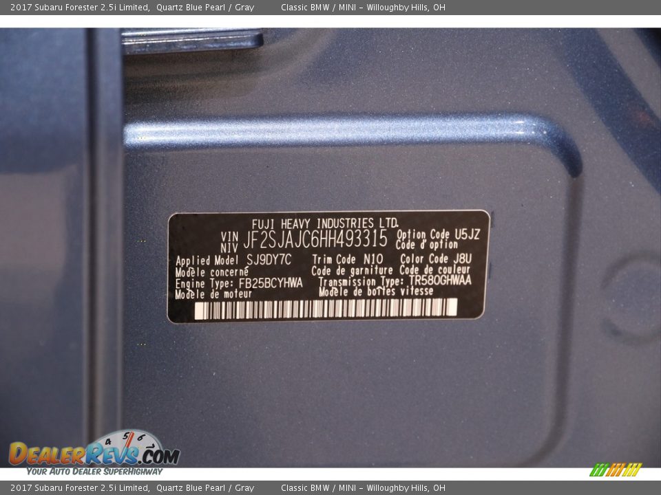 2017 Subaru Forester 2.5i Limited Quartz Blue Pearl / Gray Photo #26