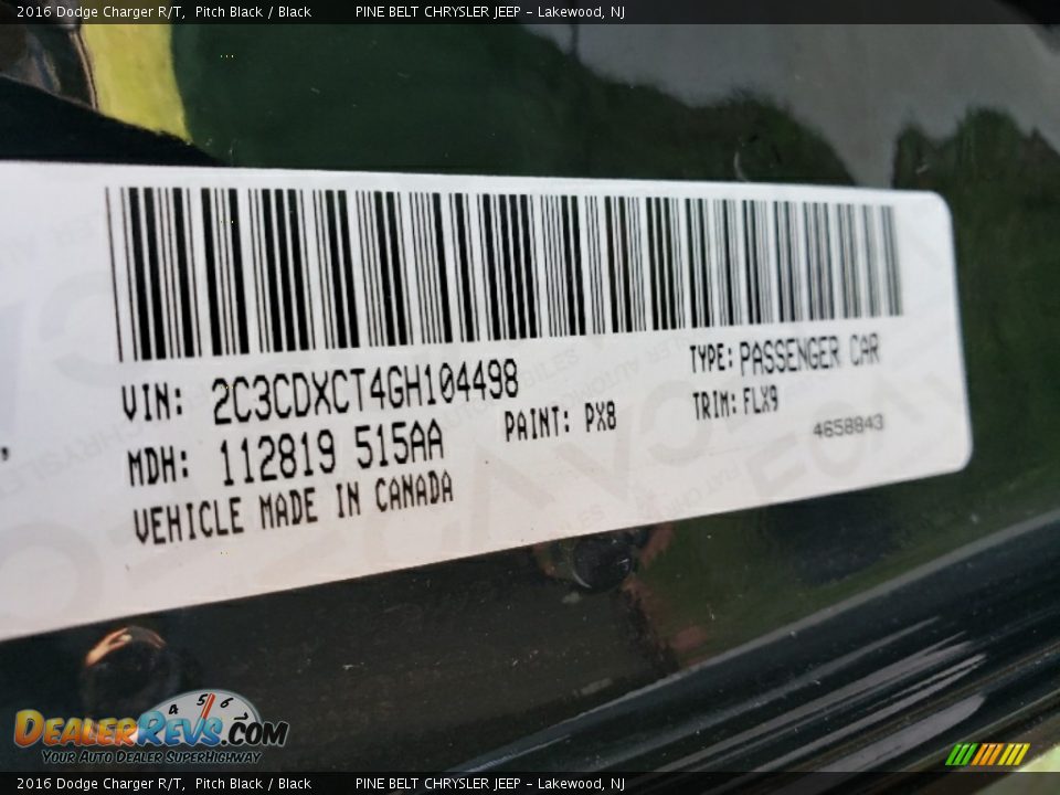 2016 Dodge Charger R/T Pitch Black / Black Photo #35