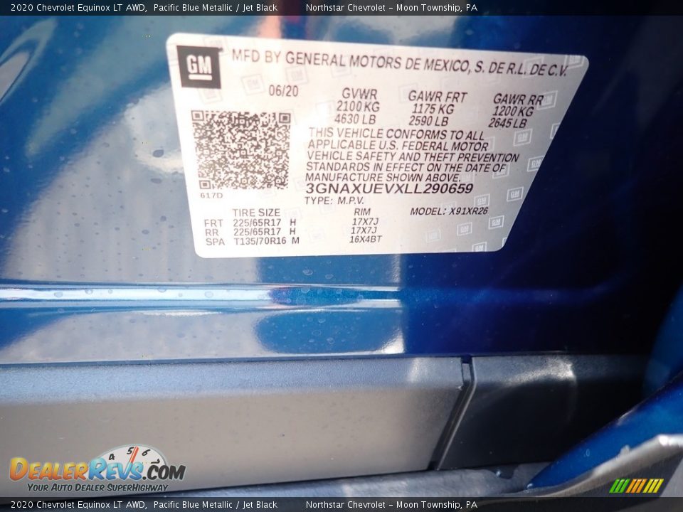 2020 Chevrolet Equinox LT AWD Pacific Blue Metallic / Jet Black Photo #17