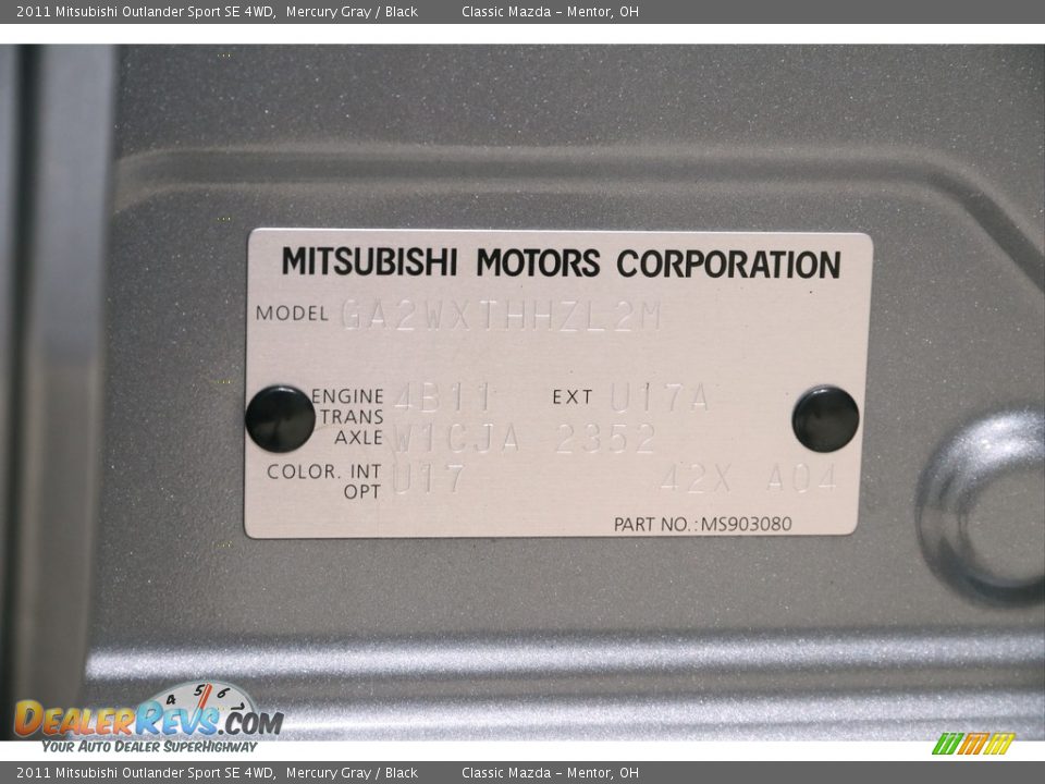 2011 Mitsubishi Outlander Sport SE 4WD Mercury Gray / Black Photo #19
