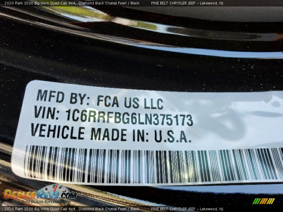 2020 Ram 1500 Big Horn Quad Cab 4x4 Diamond Black Crystal Pearl / Black Photo #13