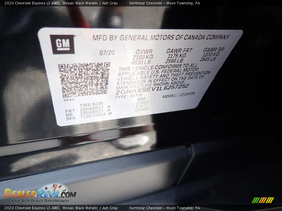 2020 Chevrolet Equinox LS AWD Mosaic Black Metallic / Ash Gray Photo #16