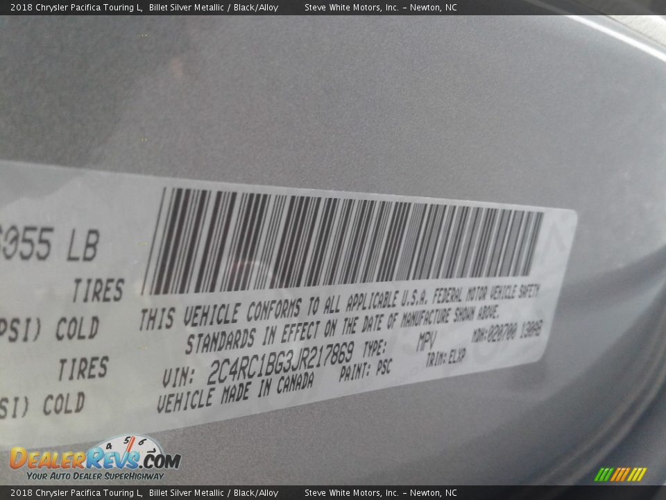2018 Chrysler Pacifica Touring L Billet Silver Metallic / Black/Alloy Photo #30
