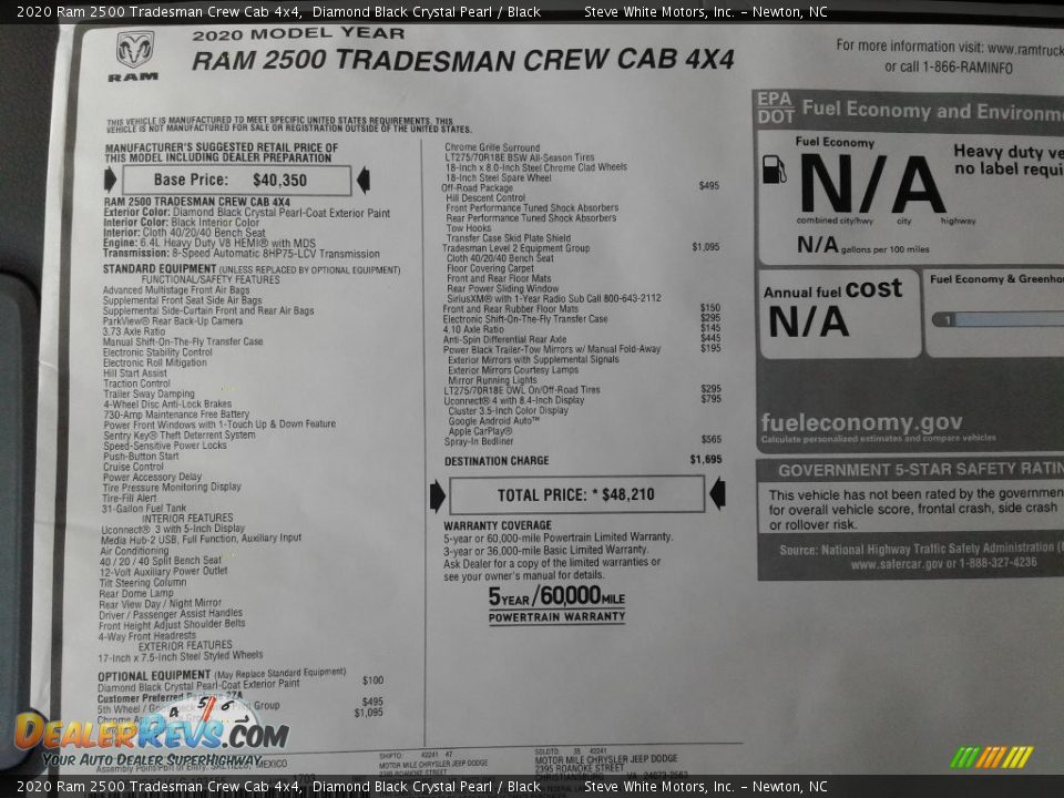 2020 Ram 2500 Tradesman Crew Cab 4x4 Diamond Black Crystal Pearl / Black Photo #25
