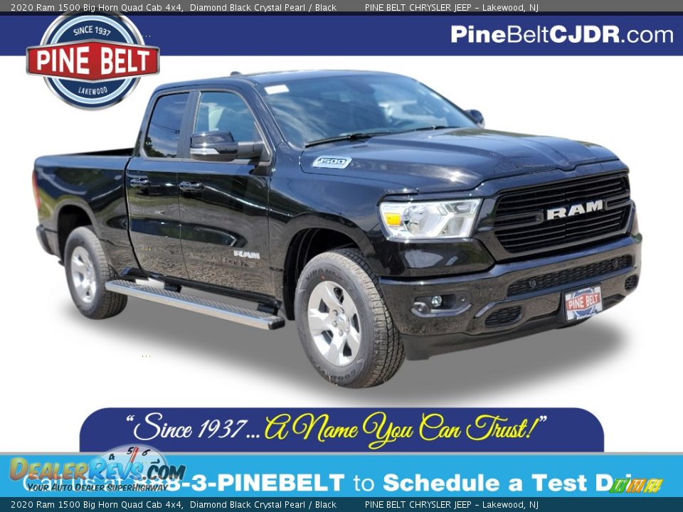 2020 Ram 1500 Big Horn Quad Cab 4x4 Diamond Black Crystal Pearl / Black Photo #1