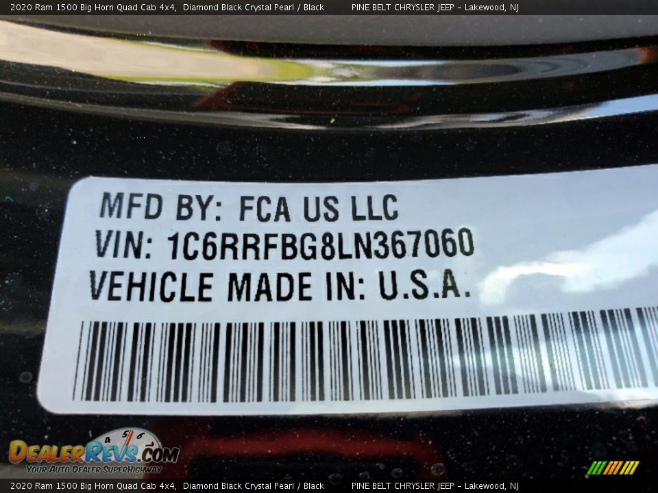 2020 Ram 1500 Big Horn Quad Cab 4x4 Diamond Black Crystal Pearl / Black Photo #13