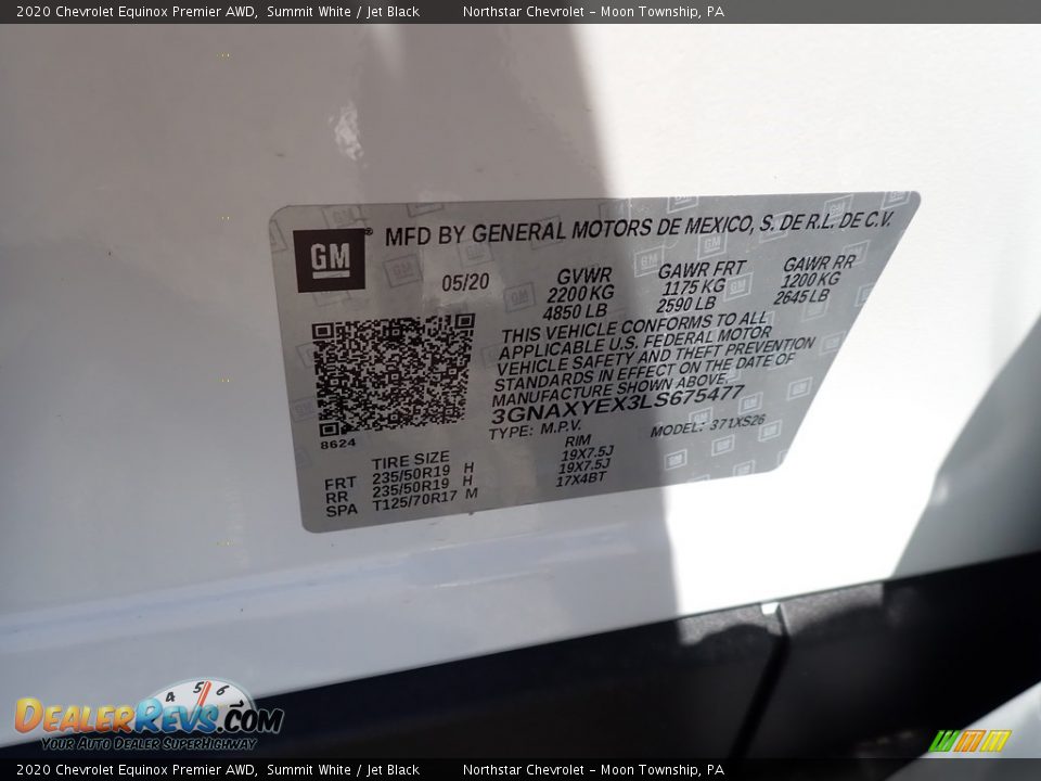 2020 Chevrolet Equinox Premier AWD Summit White / Jet Black Photo #16
