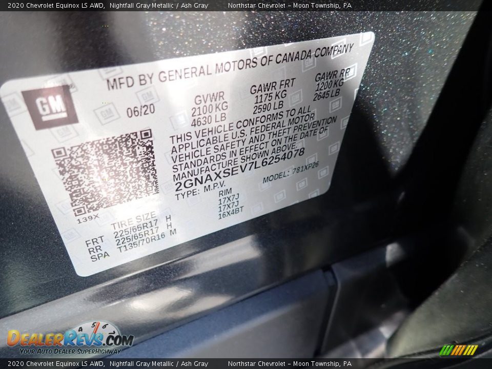 2020 Chevrolet Equinox LS AWD Nightfall Gray Metallic / Ash Gray Photo #15