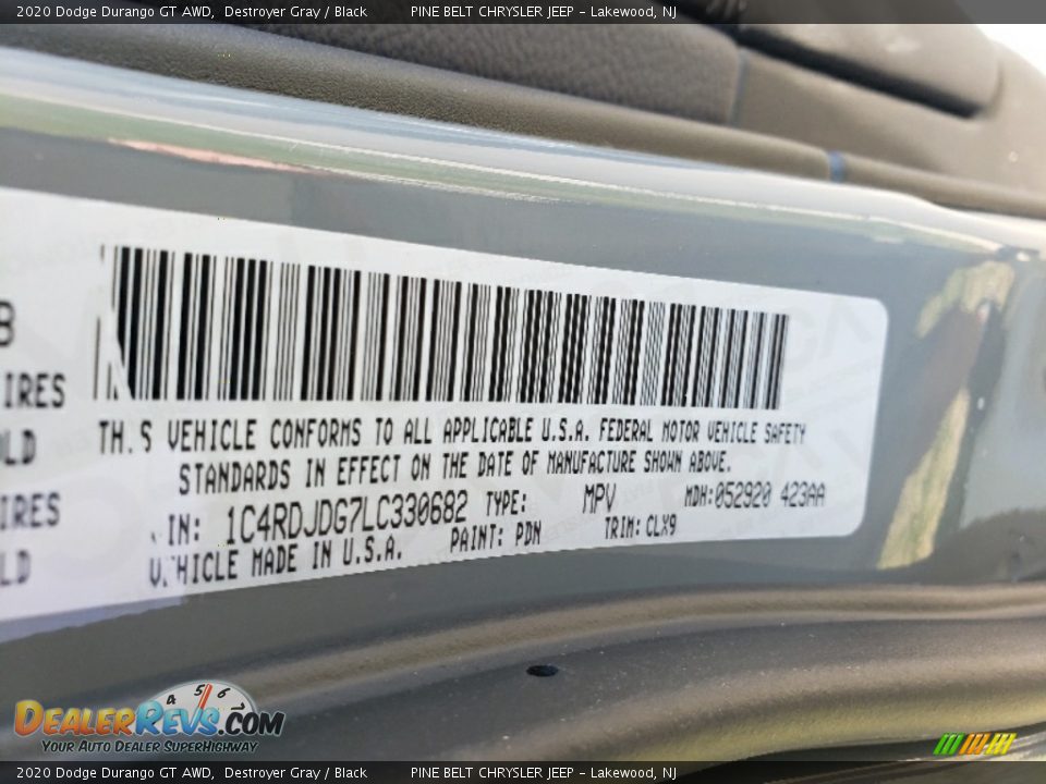2020 Dodge Durango GT AWD Destroyer Gray / Black Photo #12