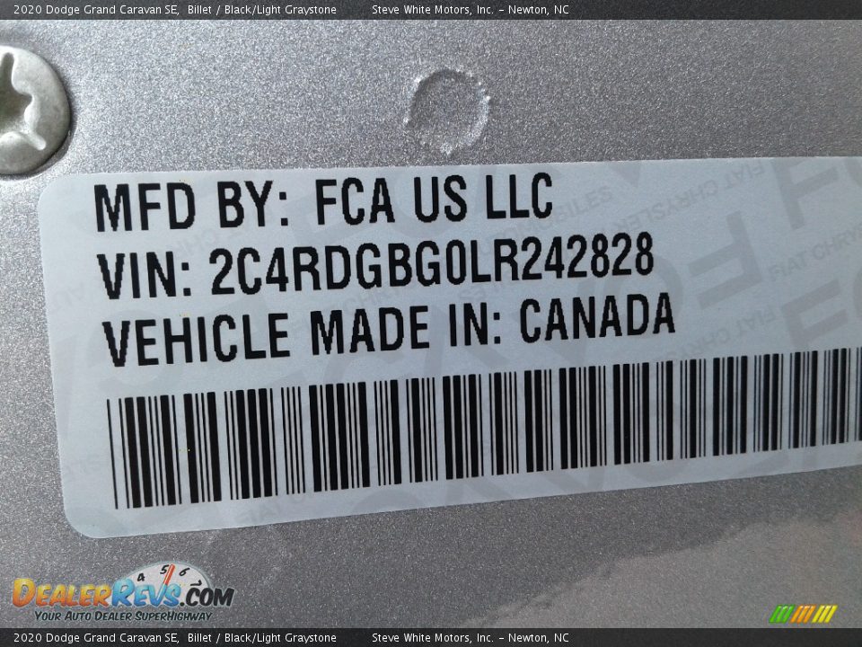 2020 Dodge Grand Caravan SE Billet / Black/Light Graystone Photo #28