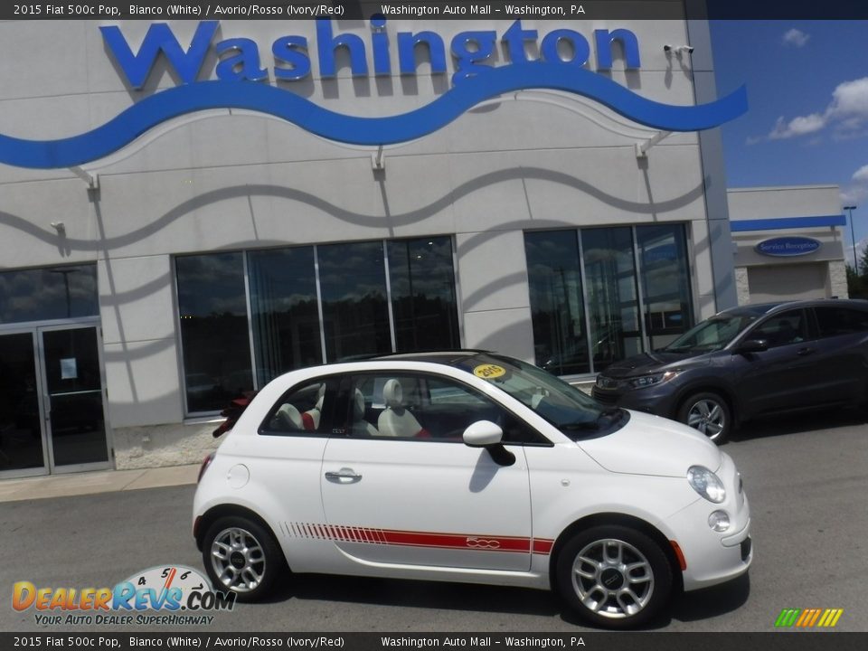 2015 Fiat 500c Pop Bianco (White) / Avorio/Rosso (Ivory/Red) Photo #5