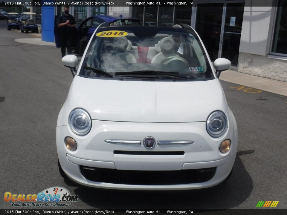 2015 Fiat 500c Pop Bianco (White) / Avorio/Rosso (Ivory/Red) Photo #7