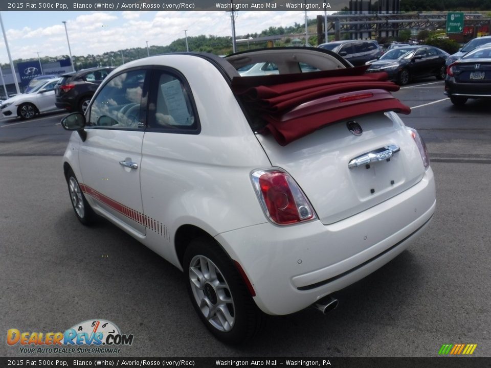 2015 Fiat 500c Pop Bianco (White) / Avorio/Rosso (Ivory/Red) Photo #10