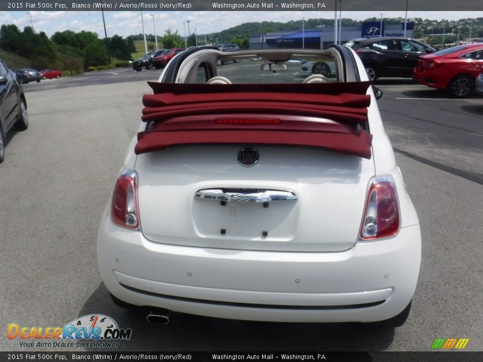 2015 Fiat 500c Pop Bianco (White) / Avorio/Rosso (Ivory/Red) Photo #11