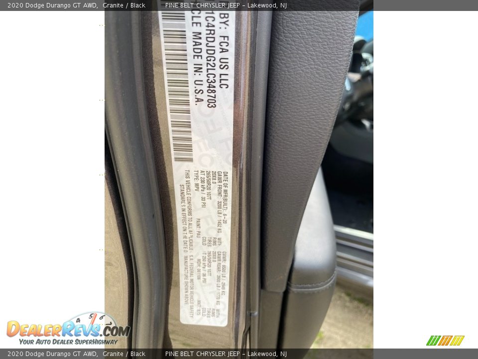 2020 Dodge Durango GT AWD Granite / Black Photo #11