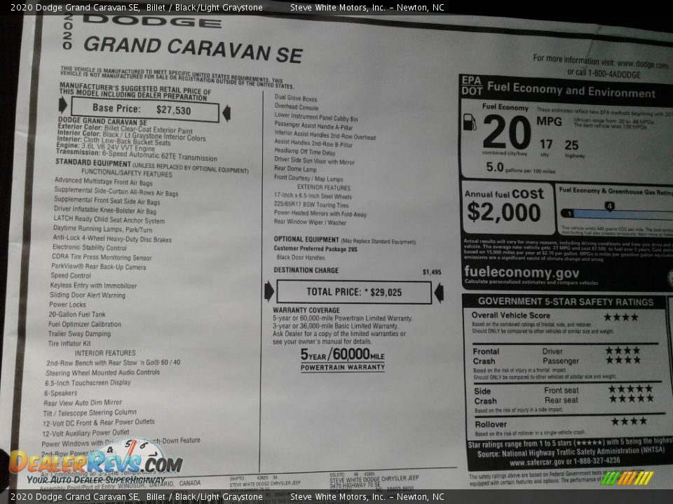 2020 Dodge Grand Caravan SE Billet / Black/Light Graystone Photo #27