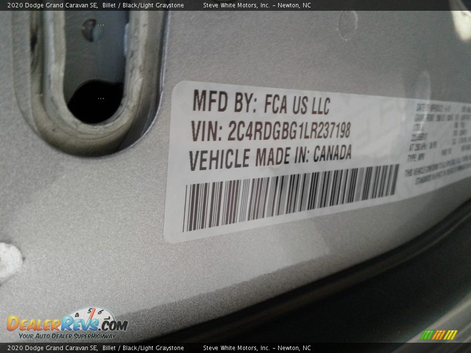 2020 Dodge Grand Caravan SE Billet / Black/Light Graystone Photo #29