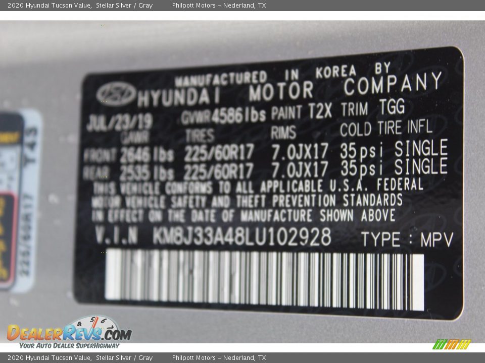 2020 Hyundai Tucson Value Stellar Silver / Gray Photo #33