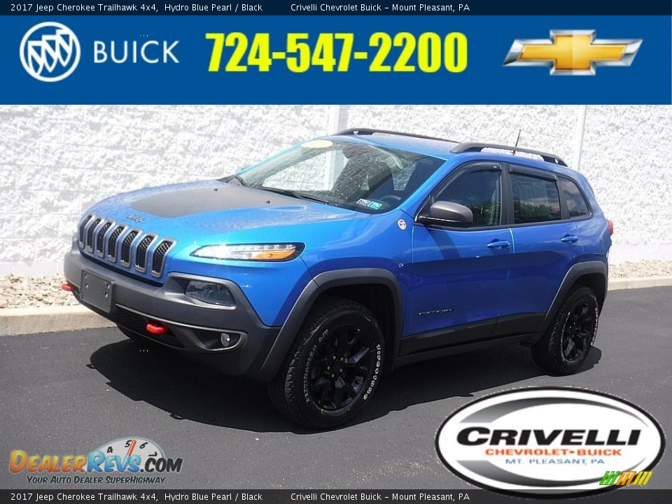 2017 Jeep Cherokee Trailhawk 4x4 Hydro Blue Pearl / Black Photo #1