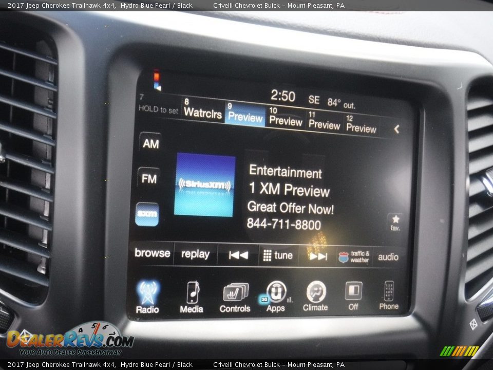 2017 Jeep Cherokee Trailhawk 4x4 Hydro Blue Pearl / Black Photo #23