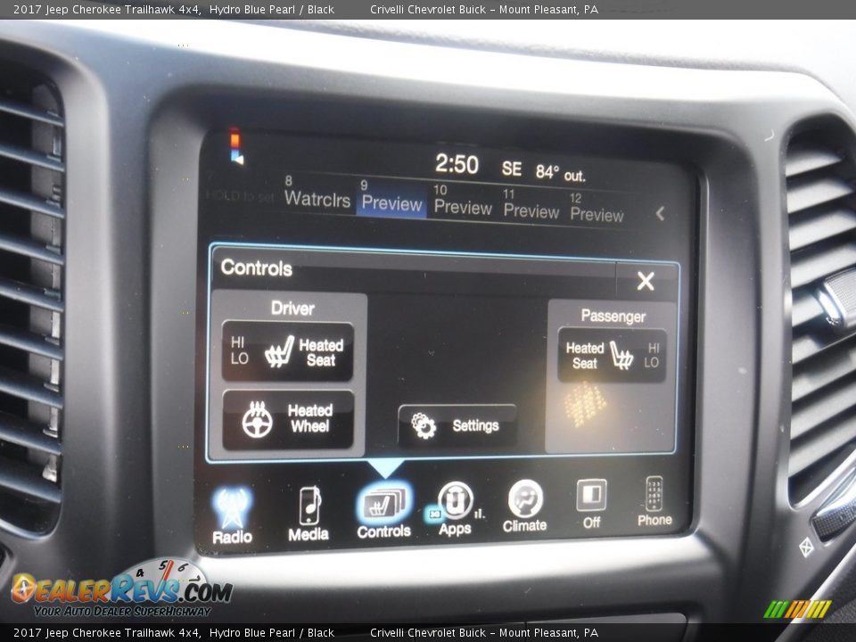 2017 Jeep Cherokee Trailhawk 4x4 Hydro Blue Pearl / Black Photo #24