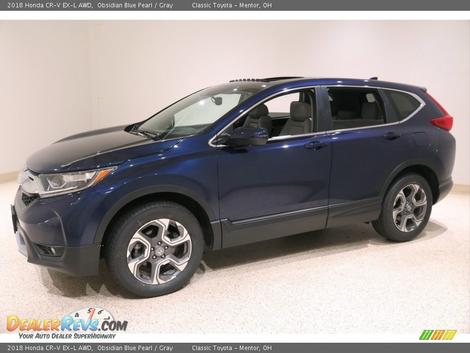 2018 Honda CR-V EX-L AWD Obsidian Blue Pearl / Gray Photo #3