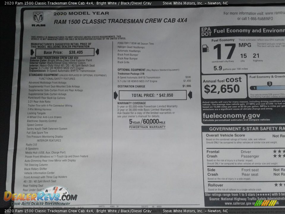 2020 Ram 1500 Classic Tradesman Crew Cab 4x4 Bright White / Black/Diesel Gray Photo #27