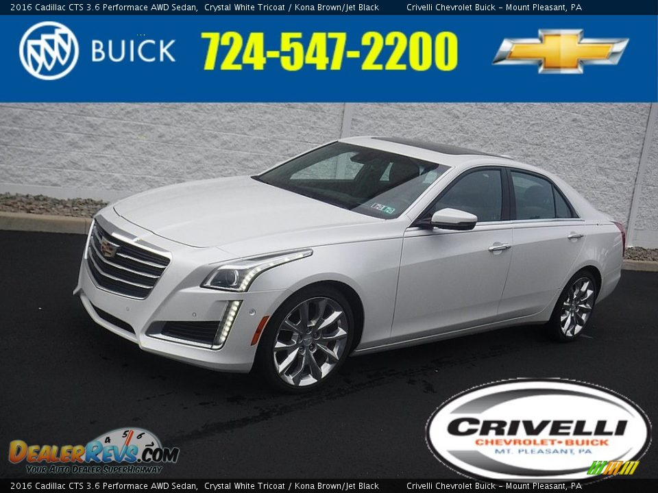 2016 Cadillac CTS 3.6 Performace AWD Sedan Crystal White Tricoat / Kona Brown/Jet Black Photo #1