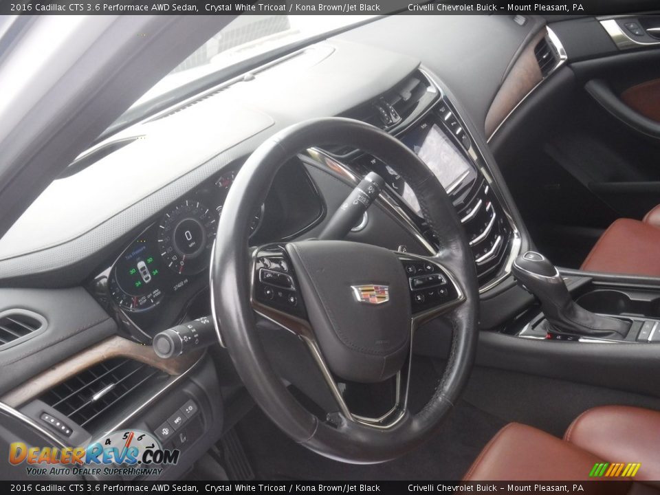 2016 Cadillac CTS 3.6 Performace AWD Sedan Crystal White Tricoat / Kona Brown/Jet Black Photo #19