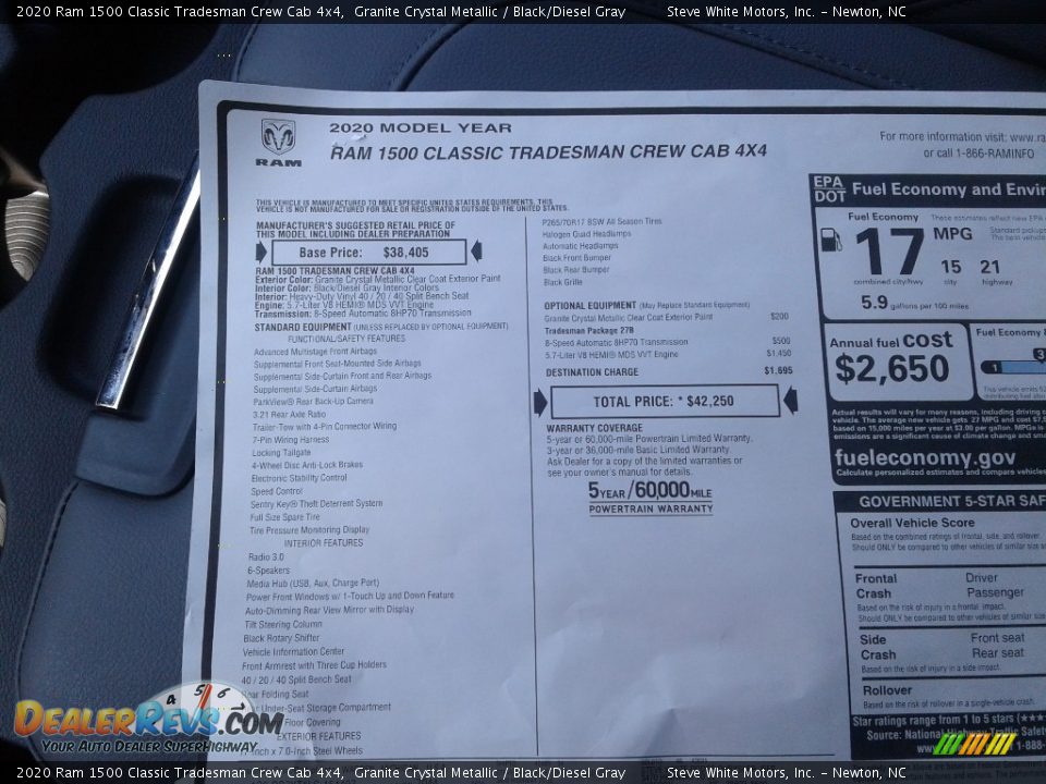 2020 Ram 1500 Classic Tradesman Crew Cab 4x4 Granite Crystal Metallic / Black/Diesel Gray Photo #27