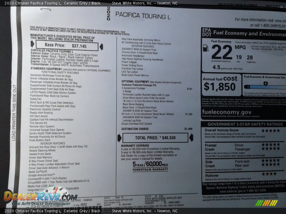 2020 Chrysler Pacifica Touring L Ceramic Grey / Black Photo #34