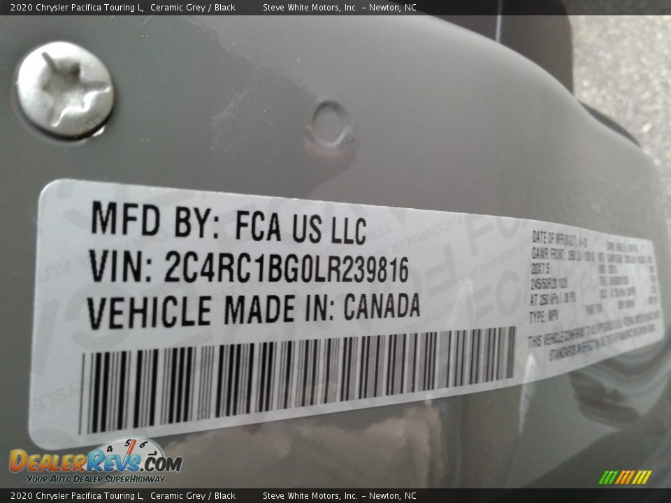 2020 Chrysler Pacifica Touring L Ceramic Grey / Black Photo #36