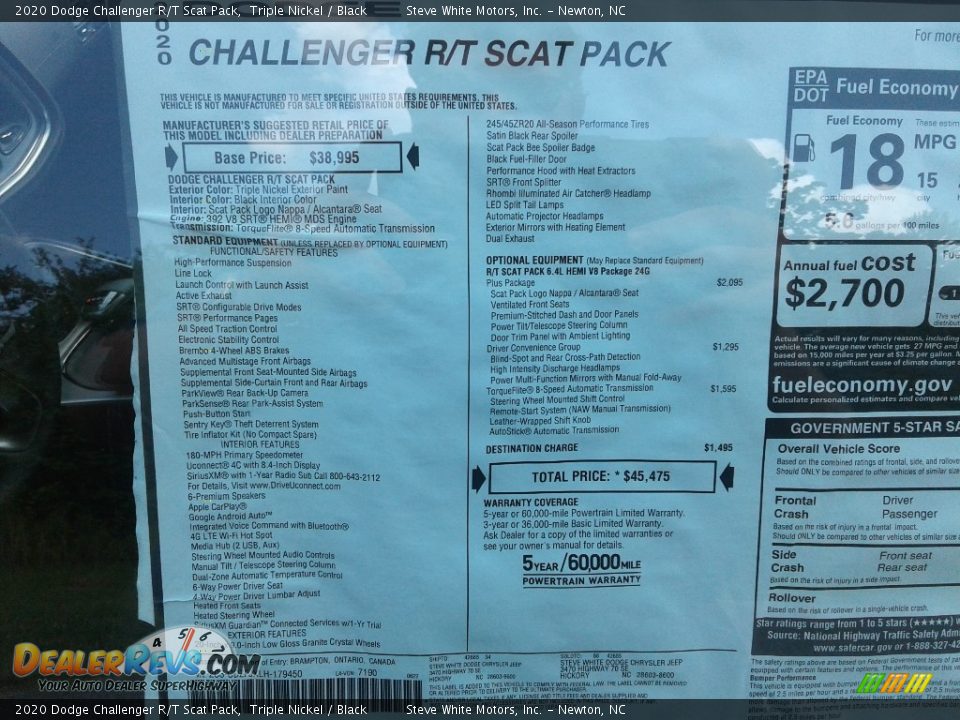 2020 Dodge Challenger R/T Scat Pack Triple Nickel / Black Photo #21