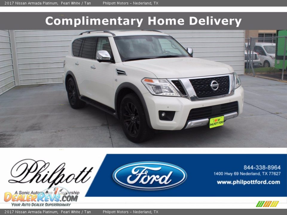 2017 Nissan Armada Platinum Pearl White / Tan Photo #1