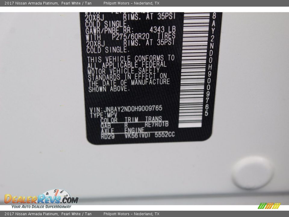 2017 Nissan Armada Platinum Pearl White / Tan Photo #36