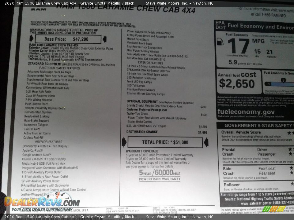 2020 Ram 1500 Laramie Crew Cab 4x4 Granite Crystal Metallic / Black Photo #30