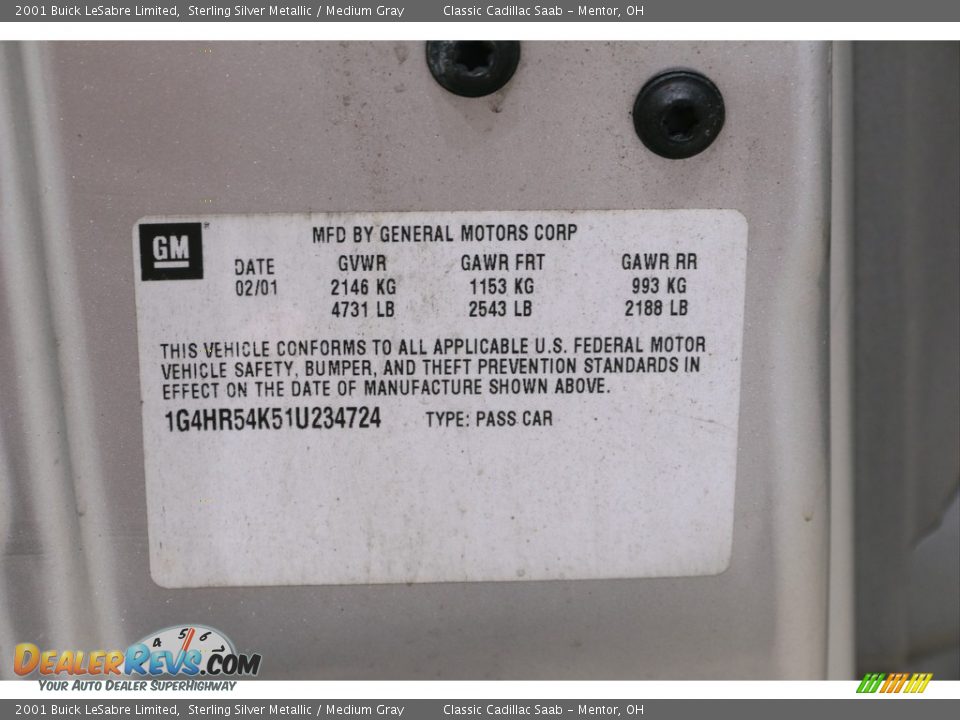 2001 Buick LeSabre Limited Sterling Silver Metallic / Medium Gray Photo #24