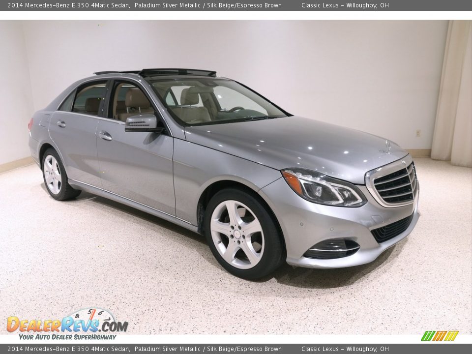 2014 Mercedes-Benz E 350 4Matic Sedan Paladium Silver Metallic / Silk Beige/Espresso Brown Photo #1