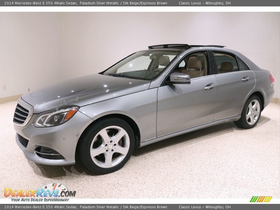 2014 Mercedes-Benz E 350 4Matic Sedan Paladium Silver Metallic / Silk Beige/Espresso Brown Photo #3