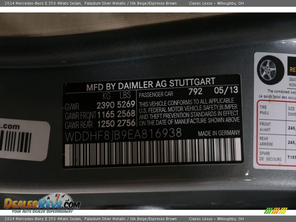 2014 Mercedes-Benz E 350 4Matic Sedan Paladium Silver Metallic / Silk Beige/Espresso Brown Photo #34