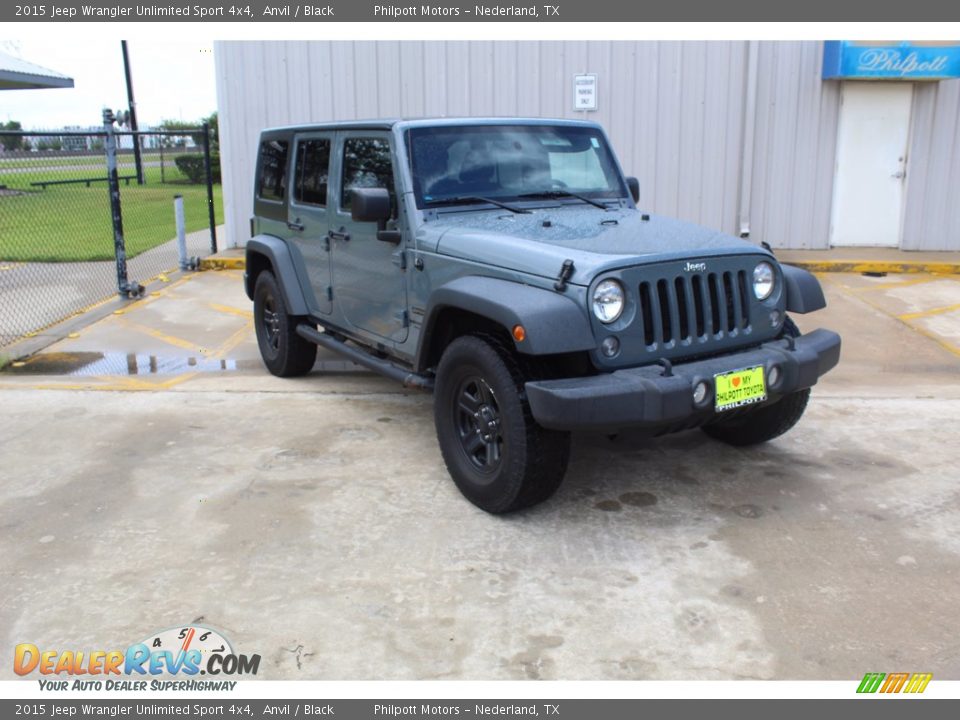 2015 Jeep Wrangler Unlimited Sport 4x4 Anvil / Black Photo #2
