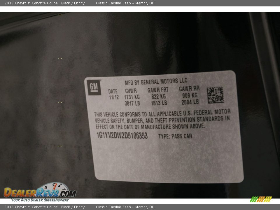 2013 Chevrolet Corvette Coupe Black / Ebony Photo #31