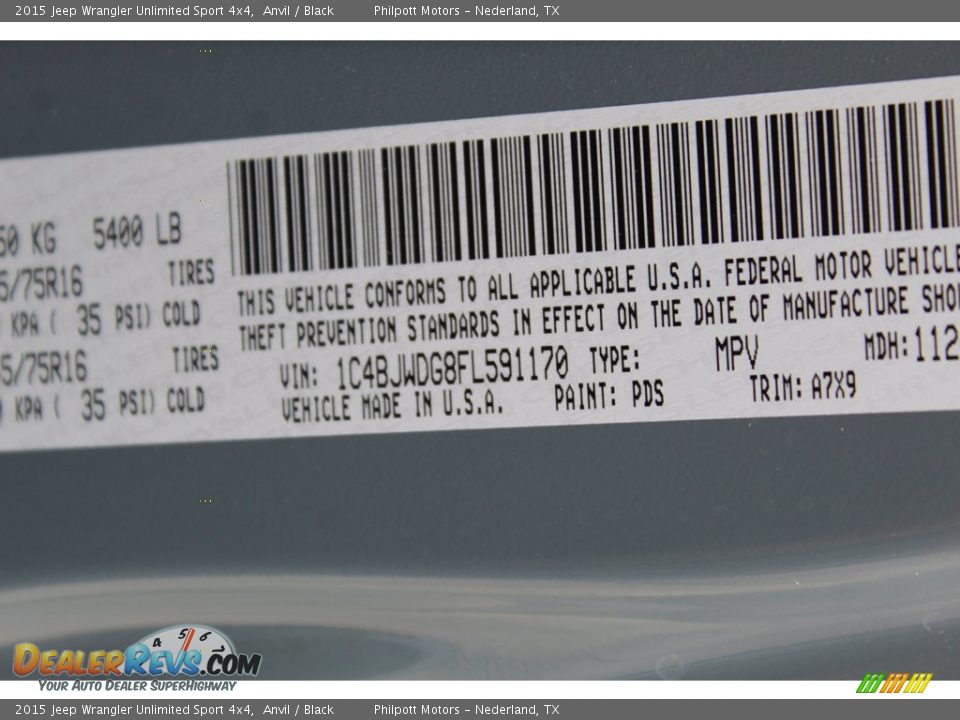 2015 Jeep Wrangler Unlimited Sport 4x4 Anvil / Black Photo #26